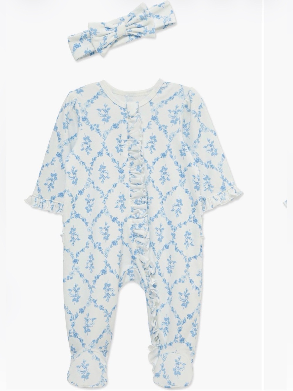 Little me baby girl trellis rose footie